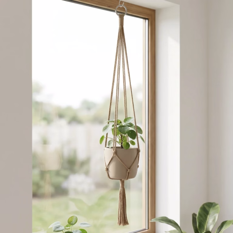 macrame plant holder, macrame pot hanger, modern plant hanger, boho plant hanger
